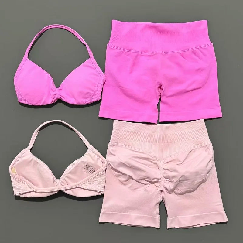 Strappy Sports Bra & Shorts Set