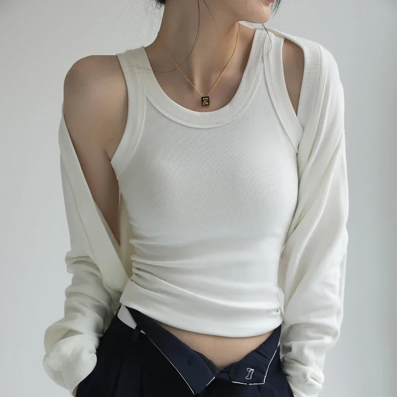 Ribbed Tank Top with Built-In Bra