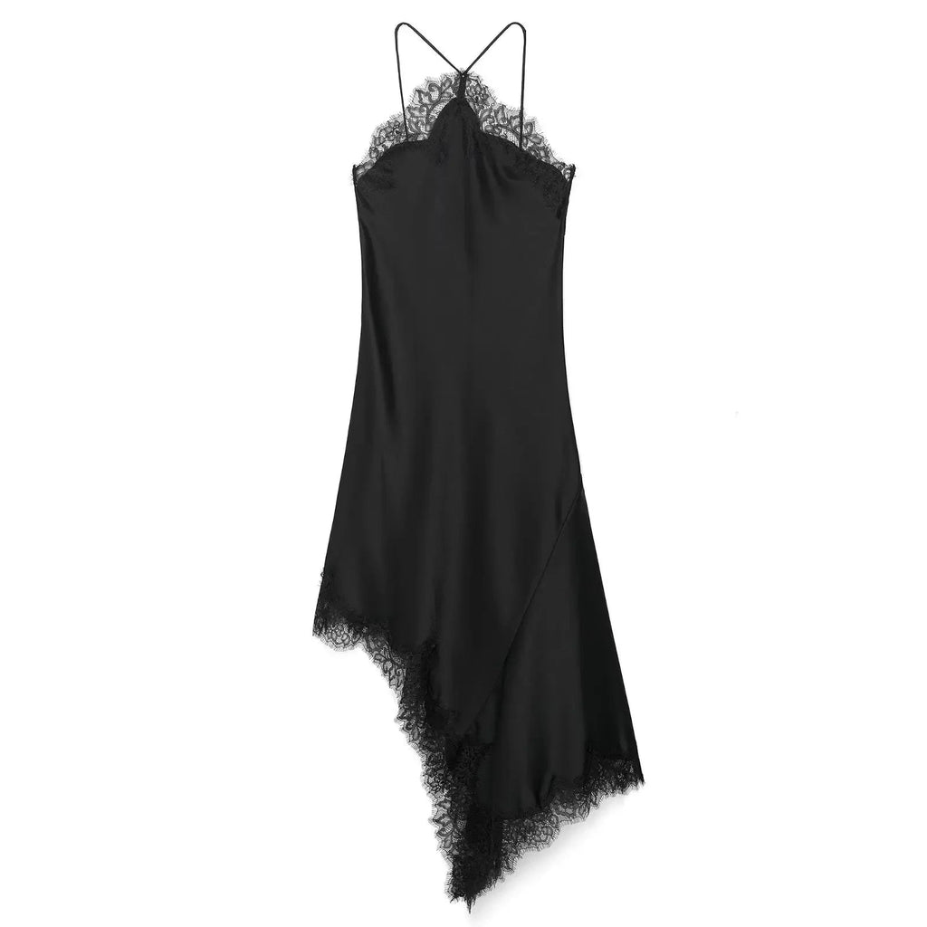 Lace Detail Satin Dress