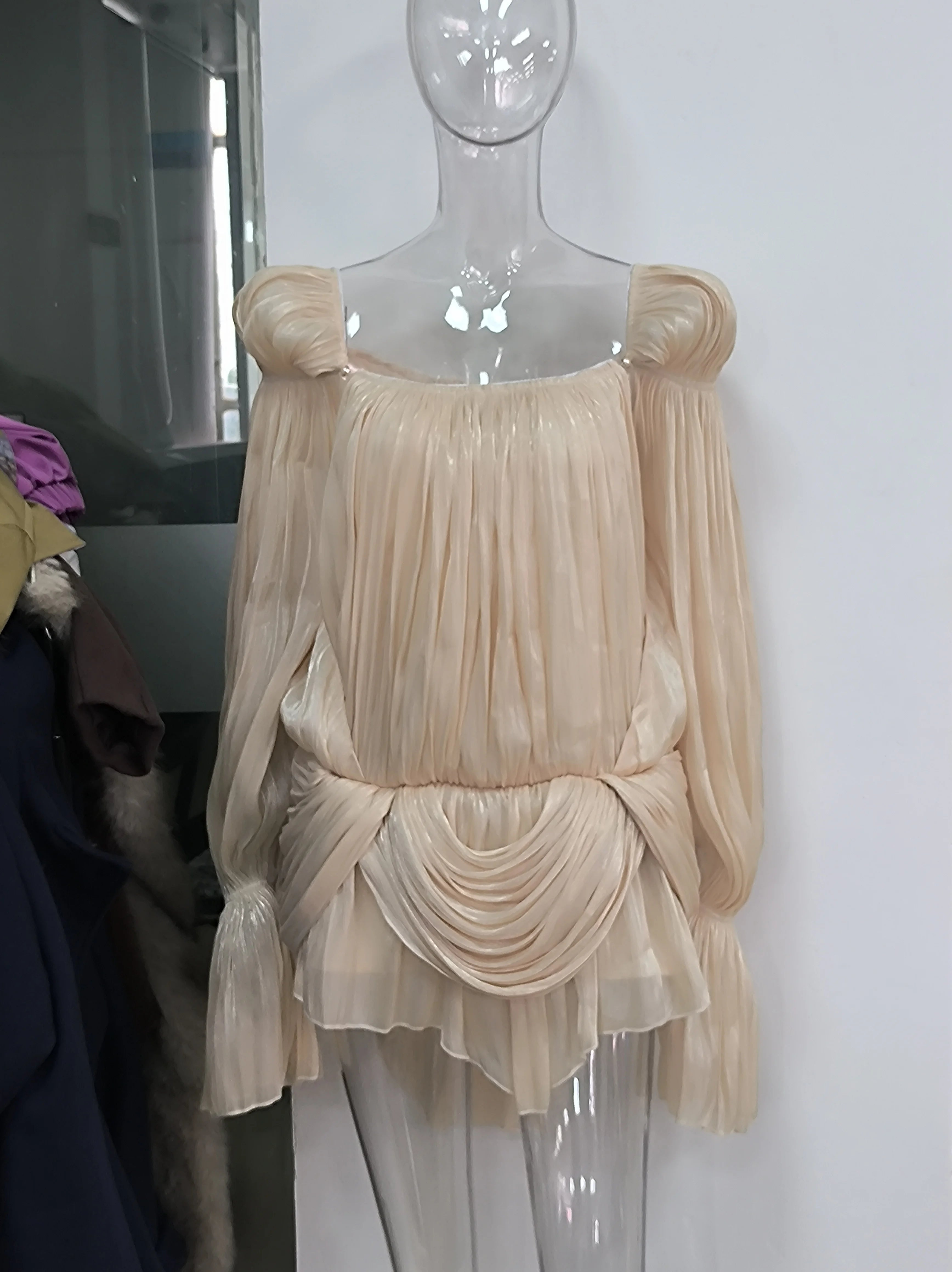 Pleated Satin Party Dress