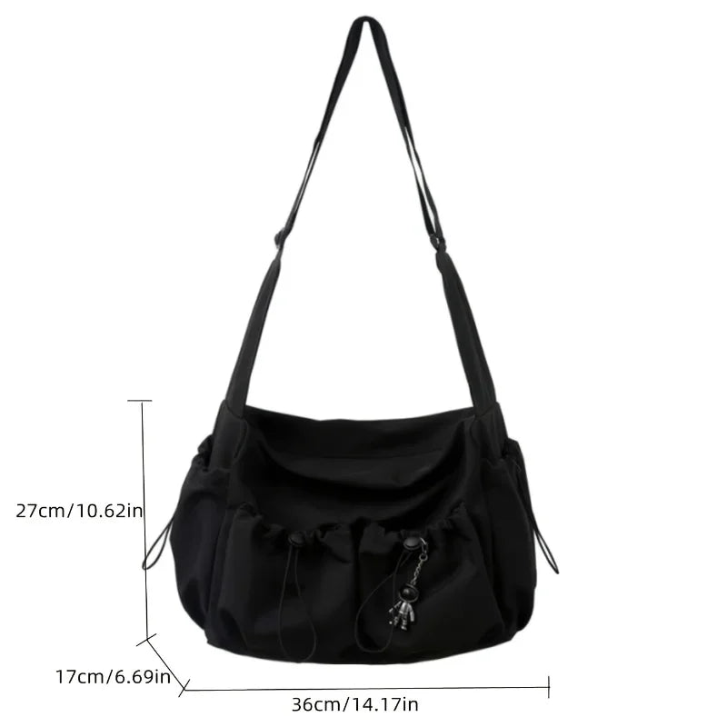 Elegant Crossbody Bag for Women – Drawstring Accent & Secure Zip Closure