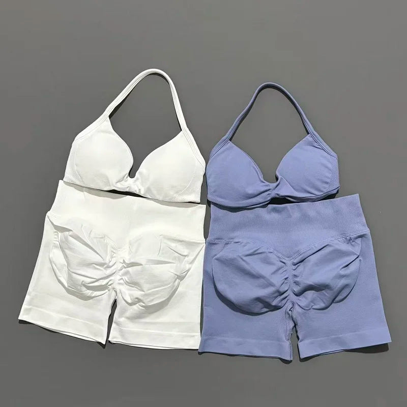 Strappy Sports Bra & Shorts Set