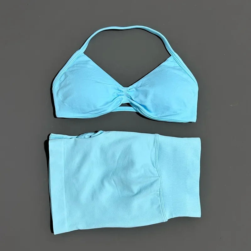 Strappy Sports Bra & Shorts Set