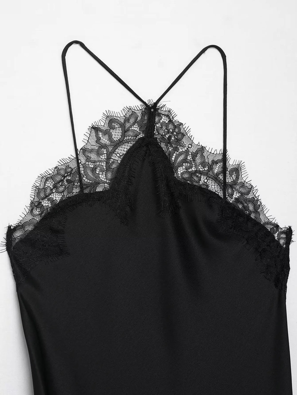 Lace Detail Satin Dress