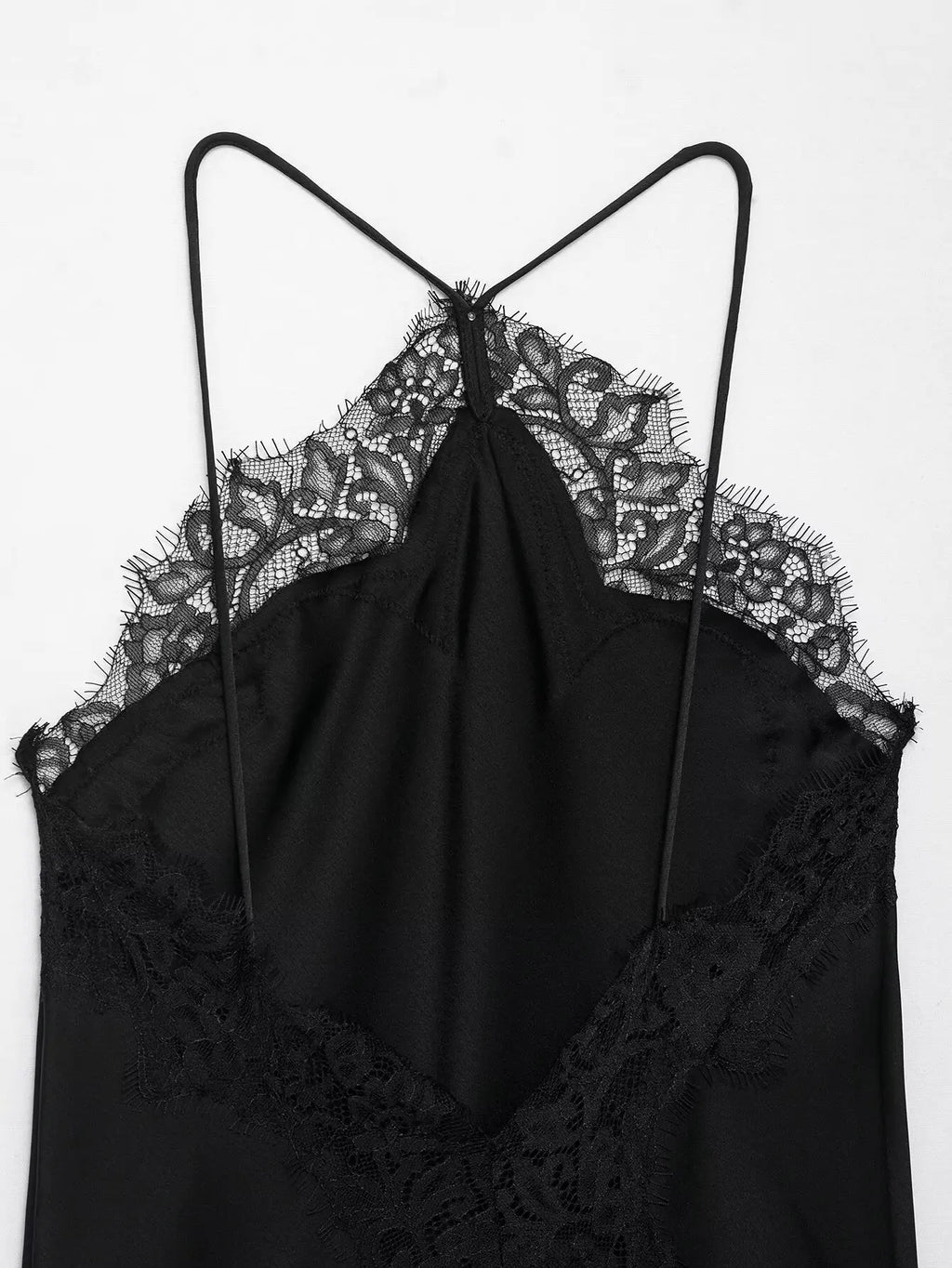 Lace Detail Satin Dress