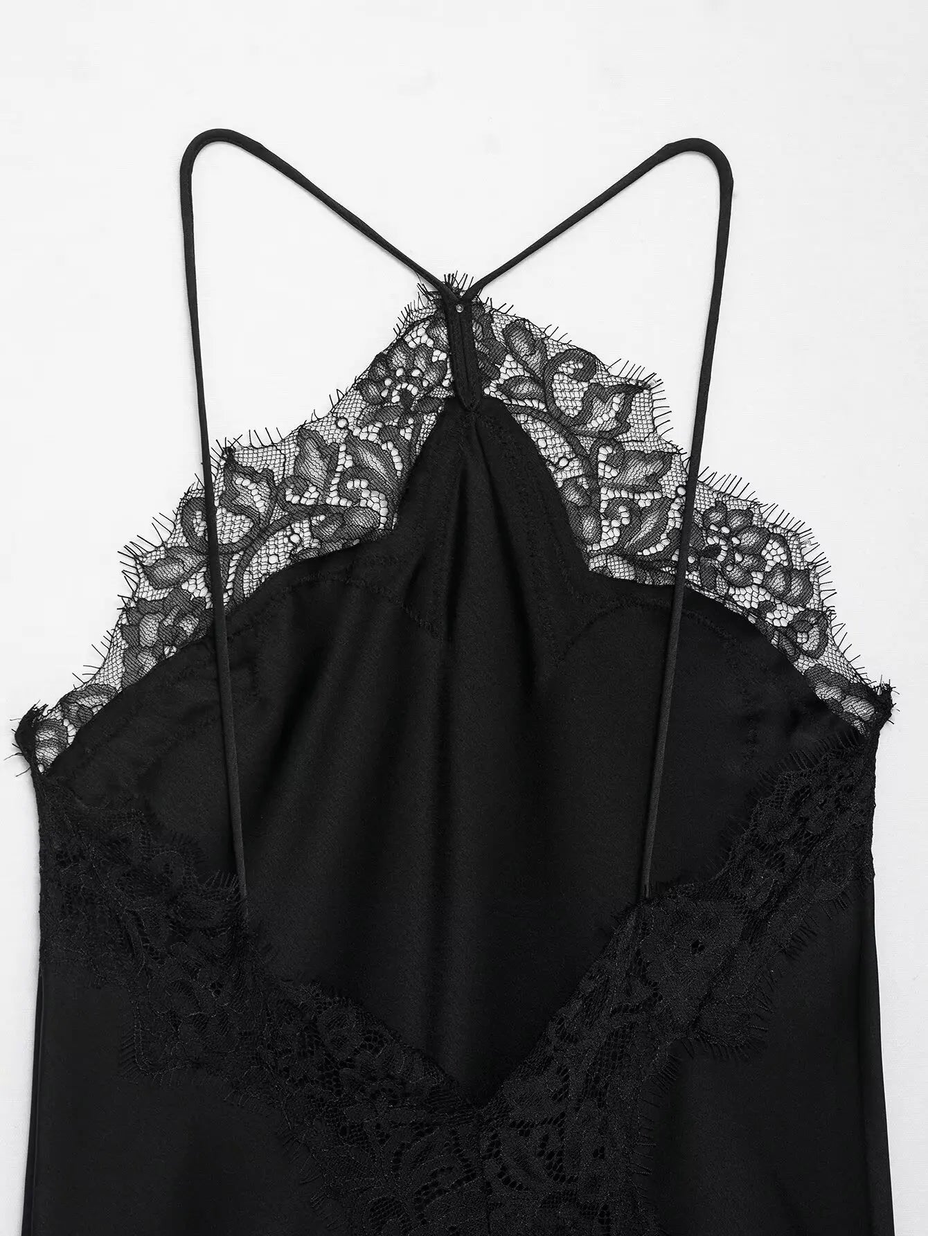 Lace Detail Satin Dress