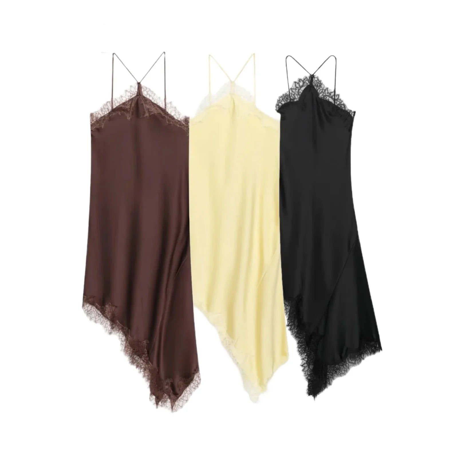 Lace Detail Satin Dress