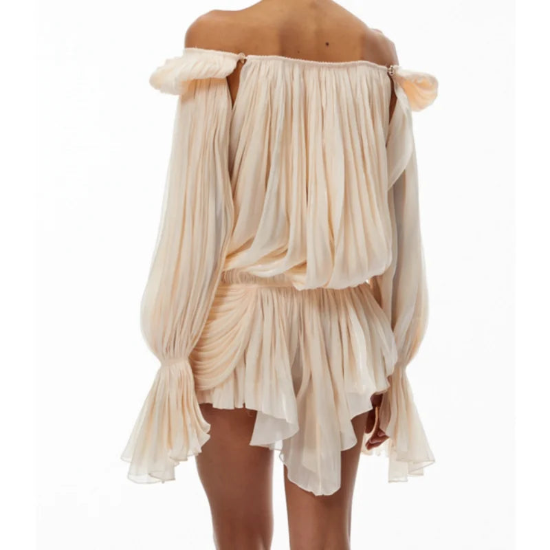 Pleated Satin Party Dress