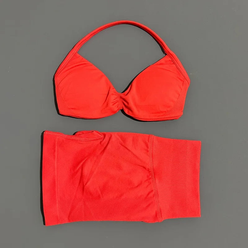Strappy Sports Bra & Shorts Set
