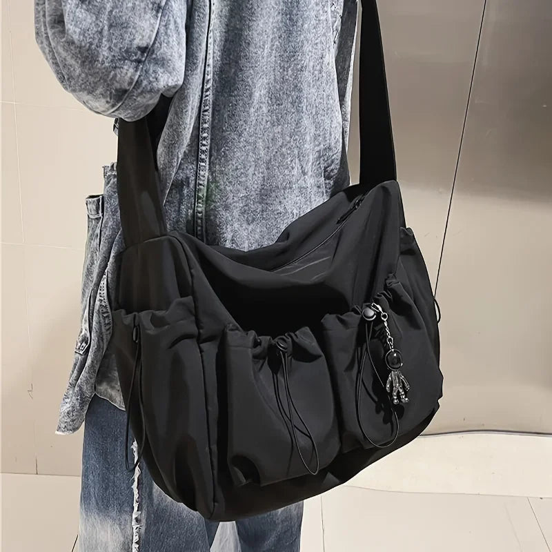 Elegant Crossbody Bag for Women – Drawstring Accent & Secure Zip Closure